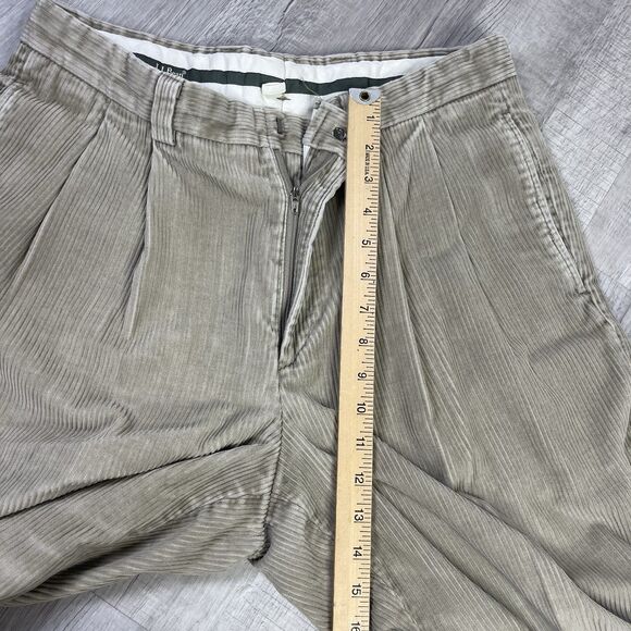 Vtg LL Bean Pants Mens 31X29 Khaki Classic Flat Front Straight Leg Corduroy P - Picture 7 of 13